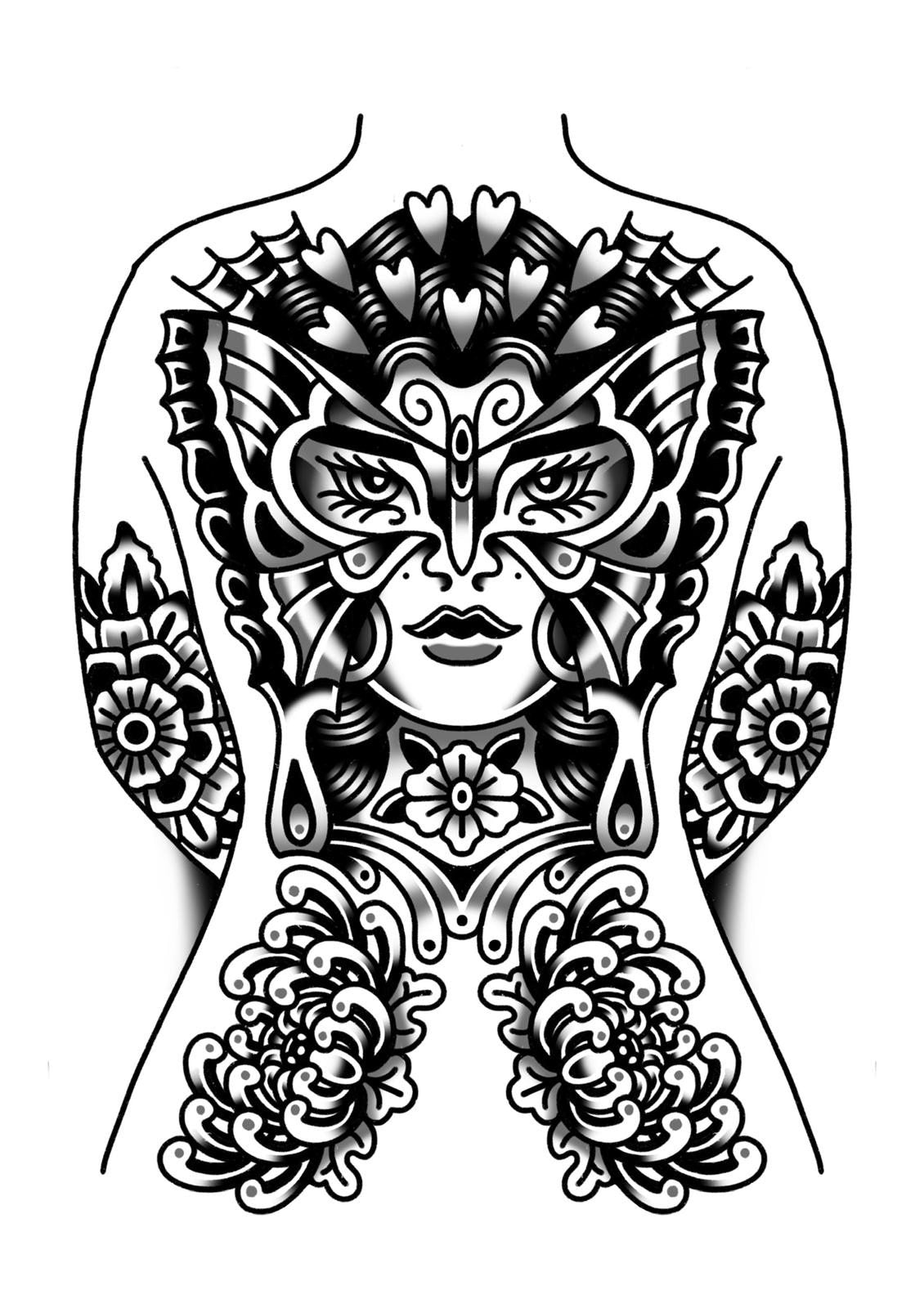 Back linework print